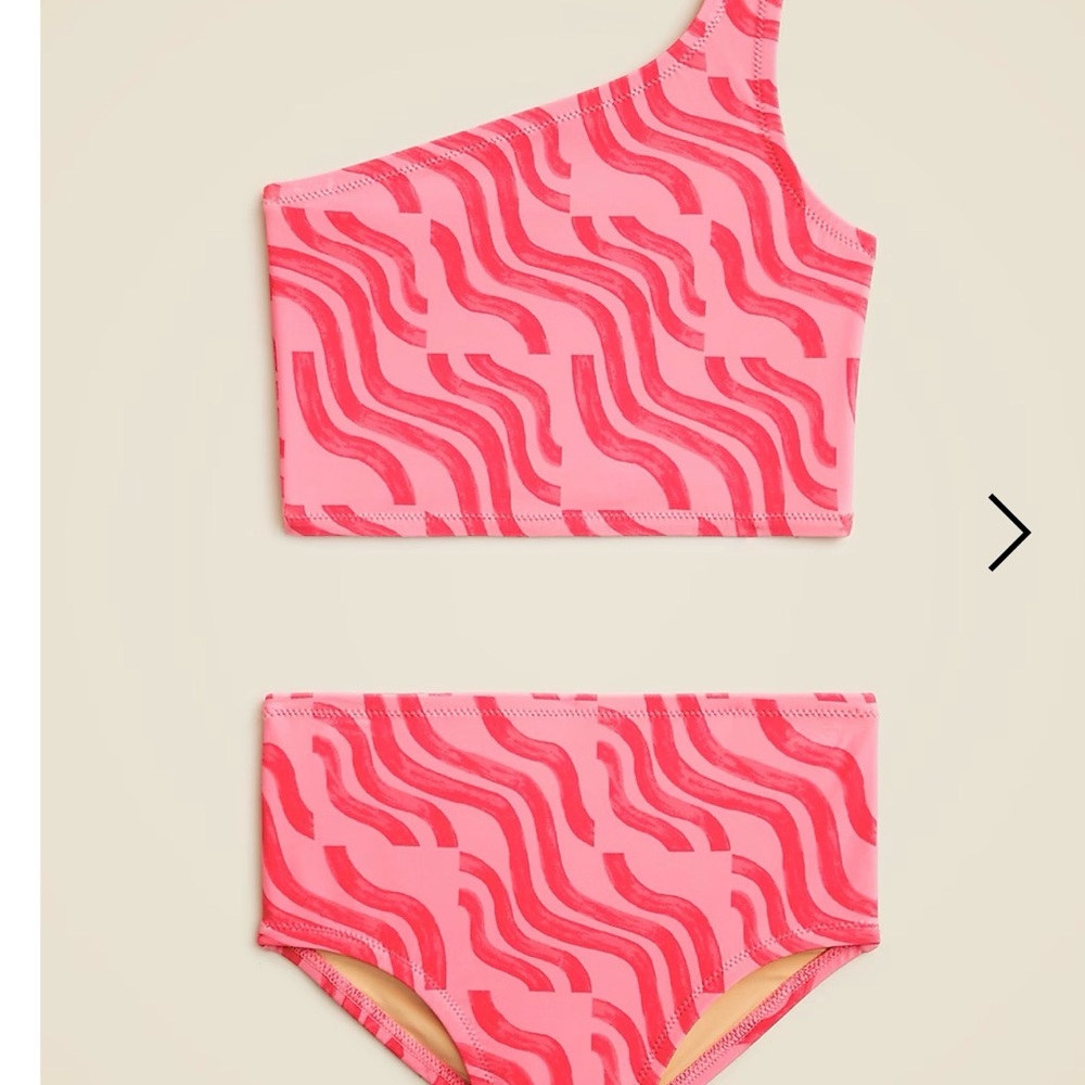 New Crewcuts One-Shoulder Pink Swim Set size 3